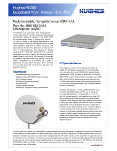 Hughes HX200 Broadband VSAT Indooor Unit (IDU) Rack mountable, high-performance VSAT IDU Part No: Description: HX200 The HX200 is a high-performance VSAT IDU designed to