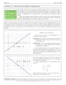 Module 1.3  Page 118 ofModule 1.3: Intercepts and Rapidly Graphing Lines This module will review the techniques of rapidly graphing a line on a coordinate plane.