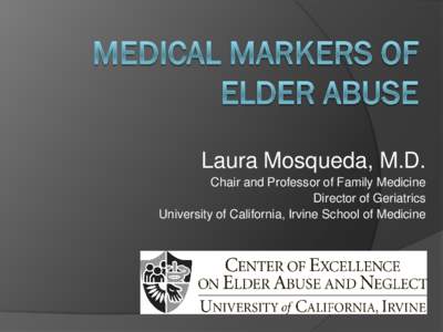 Elder Abuse in Long Term Care