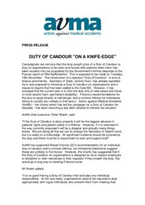 PRESS RELEASE  DUTY OF CANDOUR 