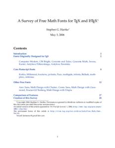 A Survey of Free Math Fonts for TEX and LATEX∗ Stephen G. Hartke† May 5, 2006 Contents Introduction