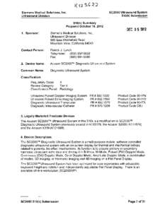 1ws6 22 Siemens Medical Solutions, Inc. Ultrasound Division SC2000 Ultrasound System 510(k) Submission