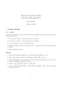 Exercises 2: Linear algebra and some OLS application Florian Oswald October 3, 