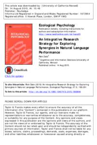 This article was downloaded by: [University of California Merced] On: 14 August 2015, At: 15:48 Publisher: Routledge Informa Ltd Registered in England and Wales Registered Number: Registered office: 5 Howick Plac