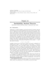 Model theory / Satisfiability Modulo Theories / Interpretation / Boolean satisfiability problem / Well-formed formula / Structure / Uninterpreted function / Theory / Signature / Logic / Mathematical logic / Mathematics