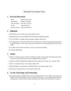 Detailed Curriculum VitaePersonal Information