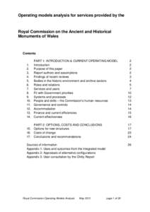Operating models analysis for services provided by the Royal Commission on the Ancient and Historical Monuments of Wales
