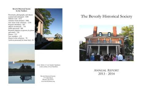 Beverly Historical Society by the Numbers The Beverly Historical Society  Documents, photographs, and objects