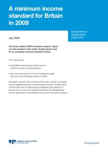 A minimum income standard for Britain in 2009 July[removed]Donald Hirsch