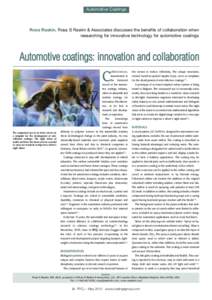Automotive Coatings  Rosa Raskin, Rosa S Raskin & Associates discusses the benefits of collaboration when researching for innovative technology for automotive coatings  Automotive coatings: innovation and collaboration