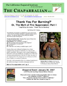 December 19, 2007 Volume 4, Issue 4 The California Chaparral Institute The Chaparralian #25