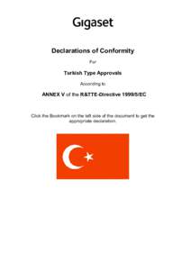 Declarations of Conformity For Turkish Type Approvals According to