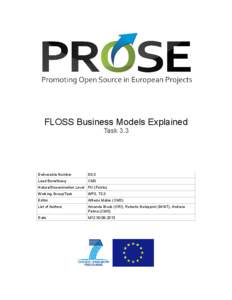 FLOSS Business Models Explained Task 3.3 Deliverable Number  D3.3
