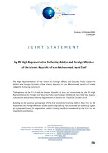 Geneva, 16 October[removed]JOINT STATEMENT  by EU High Representative Catherine Ashton and Foreign Minister