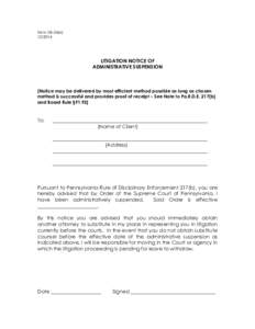 Form DB-24(aLITIGATION NOTICE OF ADMINISTRATIVE SUSPENSION