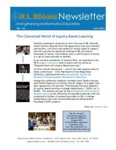 Newsletter Strengthening Mathematics Education No. 14 July 2016