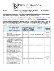 MAGNOLIA INDEPENDENT SCHOOL DISTRICT Property Available for Resale Page 1 of 3  Updated