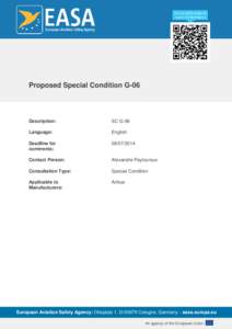 Proposed Special Condition G-06  Description: SC G-06