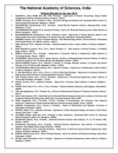 The National Academy of Sciences, India Fellows Elected for the year[removed].