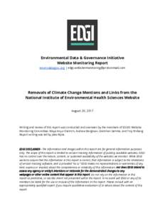     Environmental​ ​Data​ ​&​ ​Governance​ ​Initiative  Website​ ​Monitoring​ ​Report 