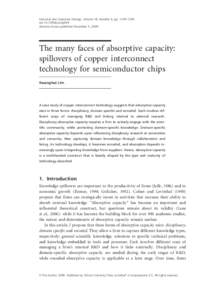 Industrial and Corporate Change, Volume 18, Number 6, pp. 1249–1284 doi:[removed]icc/dtp044 Advance Access published November 4, 2009 The many faces of absorptive capacity: spillovers of copper interconnect