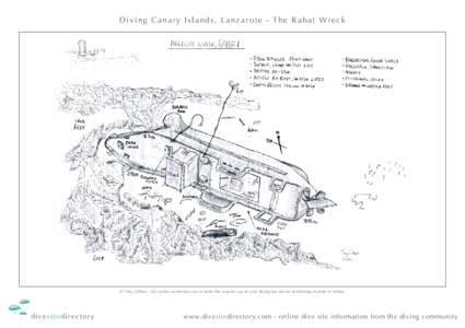 Diving Canary Islands, Lanzarote - The Rabat Wreck  © Tony Gilbert - the author authorises you to print this map for use in your diving but not for publishing in print or online. divesitedirectory