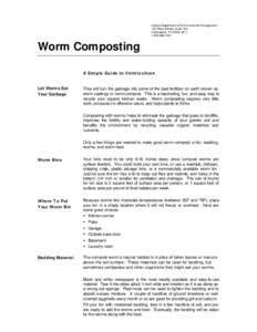 Indiana Department of Environmental Management 150 West Market, Suite 703 Indianapolis, IN[removed][removed]Worm Composting