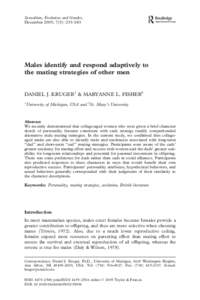Sexualities, Evolution and Gender, December 2005; 7(3): 233–243 Males identify and respond adaptively to the mating strategies of other men