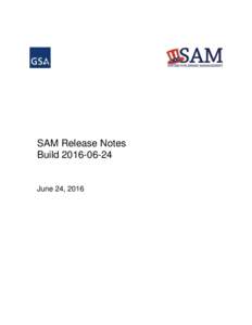 SAM Release Notes BuildJune 24, 2016  Change Log