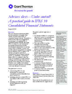 Adviser alert—Under control? A practical guide to IFRS 10 Consolidated Financial Statements