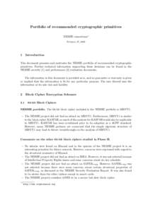 Portfolio of recommended cryptographic primitives NESSIE consortium? February 27, 2003 1