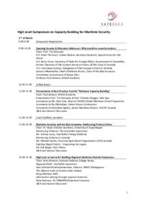 High Level Symposium on Capacity Building for Maritime Security 2nd of MarchSymposium Registration