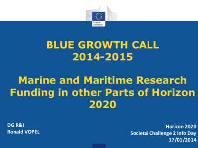 BLUE GROWTH CALL[removed]Marine and Maritime Research Funding in other Parts of Horizon 2020