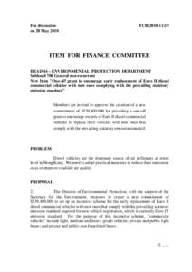 For discussion on 28 May 2010 FCR[removed]ITEM FOR FINANCE COMMITTEE