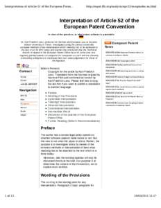 Interpretation of Article 52 of the European Paten...  http://eupat.ﬃi.org/analysis/epc52/exeg/index.en.html Interpretation of Article 52 of the European Patent Convention