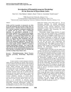 Investigation of Photoplethysmogram Morphology for the Detection of Hypovolemic States