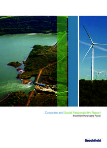 Corporate and Social Responsibility Report Brookfield Renewable Power Blake Hydro, Upper Raquette River, New York, United States  Table of Contents