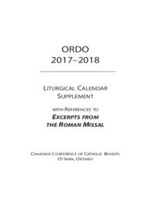 ORDO 2017–2018 Liturgical Calendar Supplement with