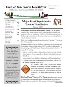 Town of Sun Prairie Newsletter  V o l ume 19 , Iss ue 1 AugustTwin Lane Road, Marshall, WI 53559, 