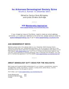 The Arkansas Genealogical Society Ezine