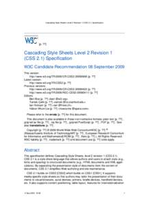 Cascading Style Sheets Level 2 Revision 1 (CSS 2.1) Specification  [p. ??] Cascading Style Sheets Level 2 Revision 1 (CSS 2.1) Specification
