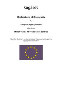 Declarations of Conformity For European Type Approvals According to