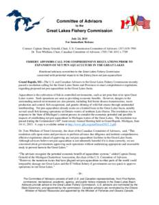 Committee of Advisors to the Great Lakes Fishery Commission July 24, 2015 For Immediate Release