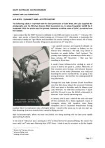 SOUTH AUSTRALIAN AVIATION MUSEUM SIGNIFICANT AVIATOR PROFILES AUS[removed]COLIN WATT RAAF – A POTTED HISTORY The following article is reprinted with the kind permission of Colin Watt, who also supplied the photographs; 