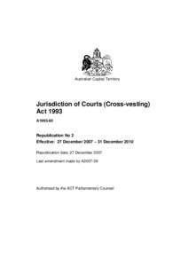 Australian Capital Territory  Jurisdiction of Courts (Cross-vesting) Act 1993 A1993-60