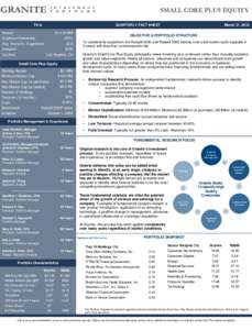 SMALL CORE PLUS EQUITY Firm QUARTERLY FACT SHEET  Assets*