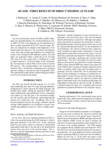 Proceedings of Linear Accelerator Conference LINAC2010, Tsukuba, Japan  TUP012 sFLASH - FIRST RESULTS OF DIRECT SEEDING AT FLASH∗ J. B¨odewadt† , A. Azima, F. Curbis, H. Delsim-Hashemi, M. Drescher, E. Hass, U. Hipp