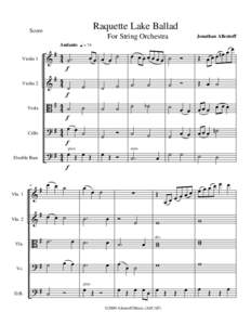 Raquette Lake Ballad  Score For String Orchestra