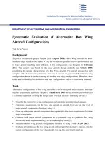 1  DEPARTMENT OF AUTOMOTIVE AND AERONAUTICAL ENGINEERING Systematic Evaluation of Alternative Box Wing Aircraft Configurations