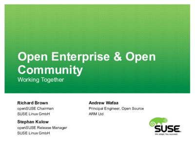 Open Enterprise & Open Community Working Together Richard Brown
